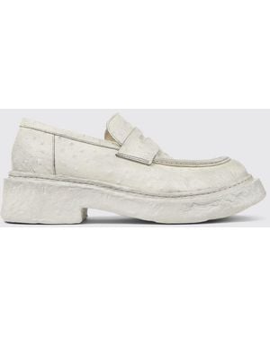 CAMPERLAB Vamonos Calfskin Loafers With Saddle Strap - White