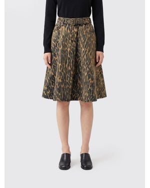 Ganni Animal Print Organic Cotton Skirt - Black