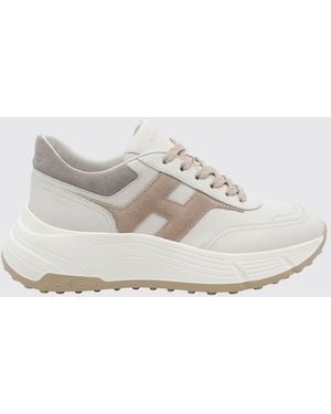 Hogan H669 Schnürschuhe Aus Wildleder Und Glattleder Mit Chunky-Sohle Und Kontrastierendem H-Logo - Weiß