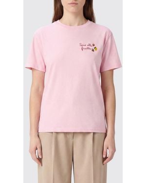 MC2 Saint Barth Crewneck Cotton T-Shirt With Graphic Print And Logo - Pink