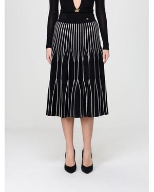 Elisabetta Franchi Two Tone Viscose Knit Skirt - Black