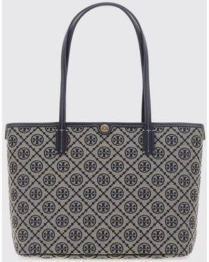 Tory Burch T Monogram Small Cotton Tote Bag With Double T Logo - Grey