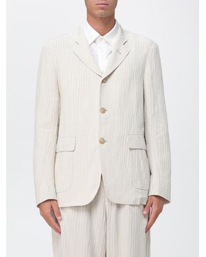 Emporio Armani Single-Breasted Viscose Blazer With Patch Pockets - White