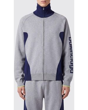Balenciaga Cotton-Blend Zip-Up Turtleneck Jumper With Contrasting Logo - Blue