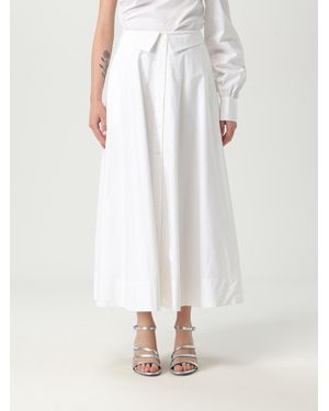 KARL LAGERFELD Elegant Cotton Blend Long Skirt With Button Closure - White