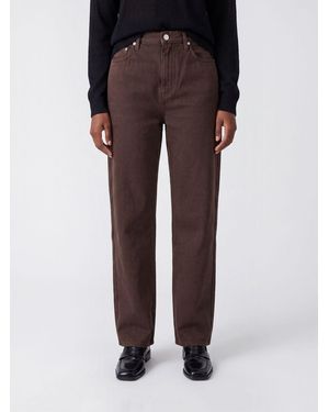 Loulou de Saison Jude High-Waisted Wide Leg Cotton Denim Jeans - Brown