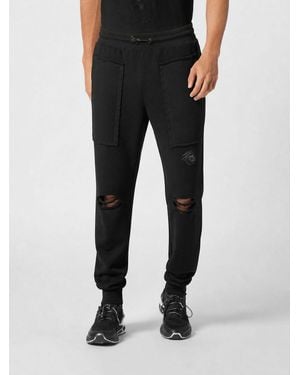 Philipp Plein Cotton Blend Jogging Pants With Drawstring Waist - Black