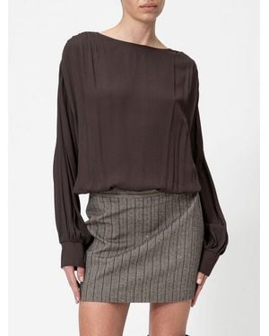 Twinset Bluse Von Aus Viskose Mit Langen Ärmeln Und V-Ausschnitt Hinten - Braun