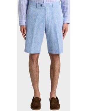Etro Paisley Cotton Shorts - Blue