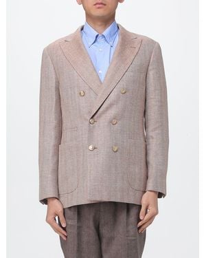 Brunello Cucinelli Double-Breasted Silk Blend Blazer - Grey