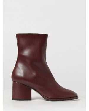 Aeyde Smooth Calf Leather Ankle Boots With Mid Heel And Round Toe - Brown