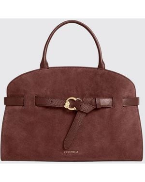 Coccinelle Sabine Suede Handbag With Double Handle - Purple