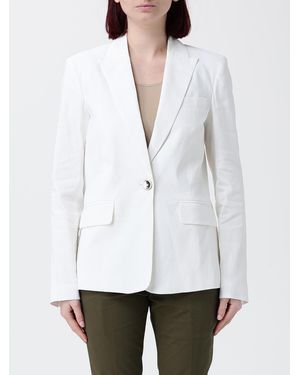 Pinko Single-Breasted Linen Blend Blazer - White