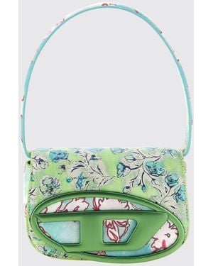 DIESEL 1Dr Schultertasche Von Mit Blumendruck Und Oval D-Logo - Grün