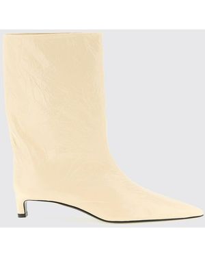 Jil Sander Crinkled Leather Ankle Boot - Natural