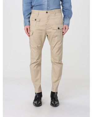 DSquared² Stretch Cotton Cargo Trousers - Natural