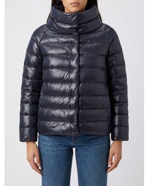 Herno Sofia Short Ultra-Light Nylon Down Jacket With High Neck - Blue