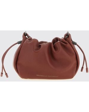 Brunello Cucinelli Mellow Leather Bucket Bag - Brown