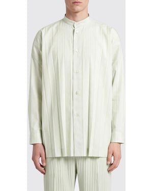Homme Plissé Issey Miyake Homme Plissé Issey Miyake Slim Fit Pleated Crêpe Mandarin Collar Shirt - White