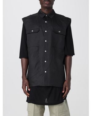 Rick Owens Sleeveless Denim Shirt With Pockets - Black