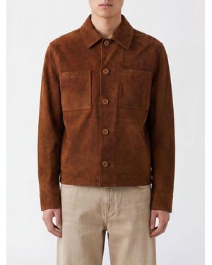 Salvatore Santoro Suede Shirt Jacket With Patch Pockets - Brown