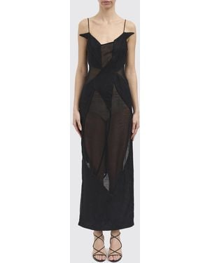 Yehuafan Wool Blend Midi Dress - Black