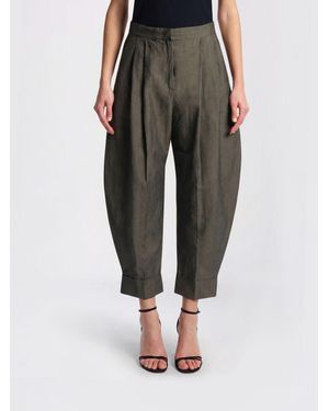 PT Torino Cropped Fit Cotton And Linen Trousers - Black