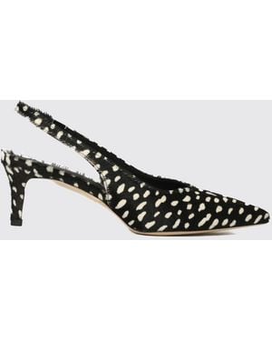 Semicouture Animal Print Pony Hair Slingback Court Shoes With Stiletto Heel - White