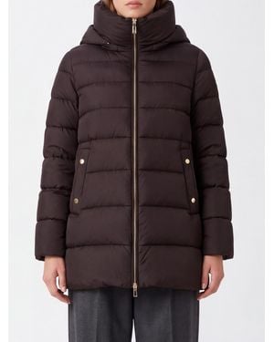 Moorer Quilted Knee-Length Puffer Jacket - Brown