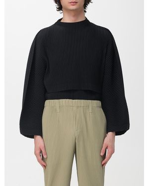 Homme Plissé Issey Miyake Crepe Cropped Crewneck Jumper - Blue