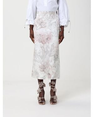 Max Mara Gabardine And Organza Midi Skirt - White