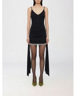 The Attico Silk Blend Mini Dress With Rhinestones - Black