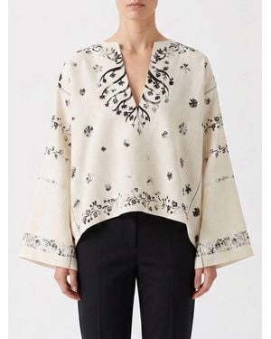 Alberta Ferretti Printed Linen Blouse - White