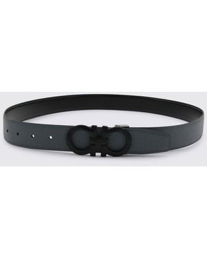 Ferragamo Gancini Reversible Leather Belt - White