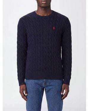 Polo Ralph Lauren Cotton Crewneck Jumper With Embroidered Pony Logo - Blue