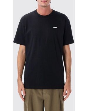 Obey Cotton Crew-Neck T-Shirt With Skull Print And Contrast Logo - Black