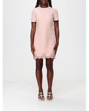 Valentino Garavani Wool And Silk Mini Sheath Dress With Lace Inserts - Natural