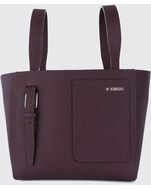 Valextra Bucket Mini Tasche Aus Genarbtem Leder - Lila