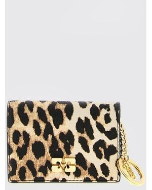 Ganni Bou Animal Print Faux Leather Card Holder - White