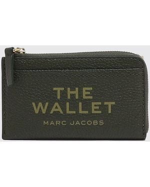 Marc Jacobs The Wallet Pebbled Leather Card Holder With Zip And Embossed Logo - Green