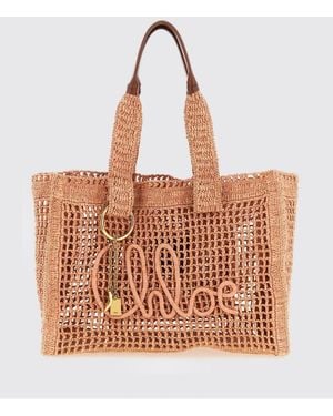 Chloé Chlo&Eacute Summer Banana Perforated Raffia Bag - Orange