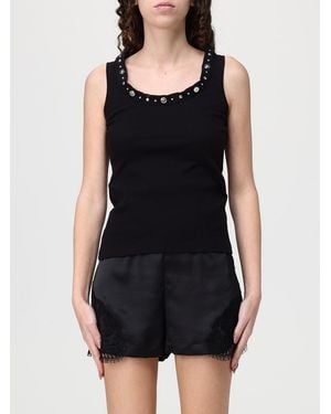 Versace Geripptes Tanktop Aus Stretch-Baumwolle - Schwarz