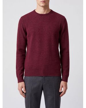 Zanone Cashmere Blend Crewneck Sweater With Ribbed Edges - Red