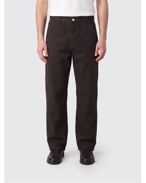 Carhartt Single Knee Wide Leg Cotton Trousers With Logo - Black