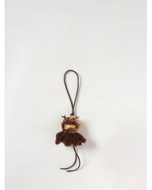 Loewe Llavero Asimétrico Fawnie De Shearling Y Metal Con Bordado - Neutro
