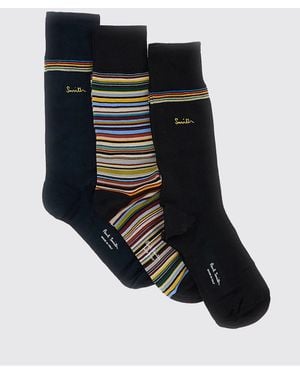 Paul Smith 3Er-Set Mehrfarbig Gestreifte Socken Aus Stretch-Baumwolle - Schwarz