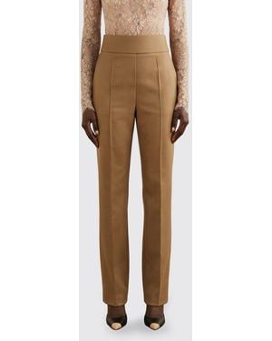 Valentino Garavani High-Waisted Slim Fit Silk And Wool Trousers - Natural