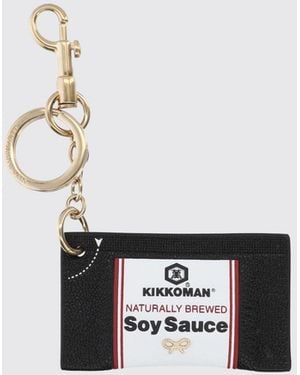 Anya Hindmarch Llavero Con Charm Kikkoman De De Piel Granulada Estampada - Blanco