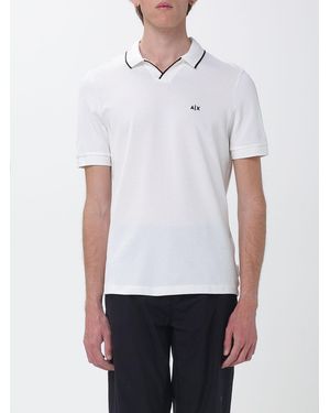 ARMANI EXCHANGE Pique Cotton Polo With Logo And Contrasting Details - White