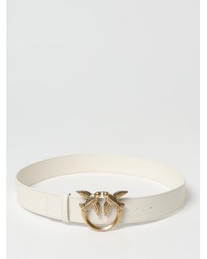 Pinko Love Birds Leather Belt - Natural
